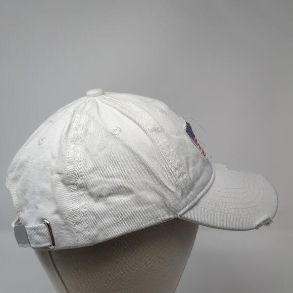 American Flag Slideback Hat Solid White One Size Adjustable Vent Holes - Picture 5 of 9